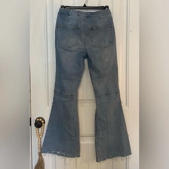 Womens high rise distressed flared ripped denim jeans size 5 - Picture 4 of 4